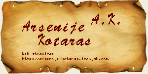 Arsenije Kotaraš vizit kartica